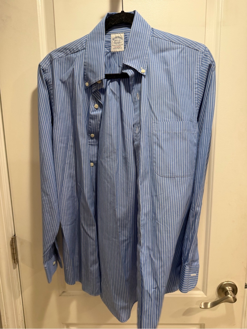 Brooks Brothers Men’s Blue White Striped Dress Shirt 14½ 32 Extra Slim Fit